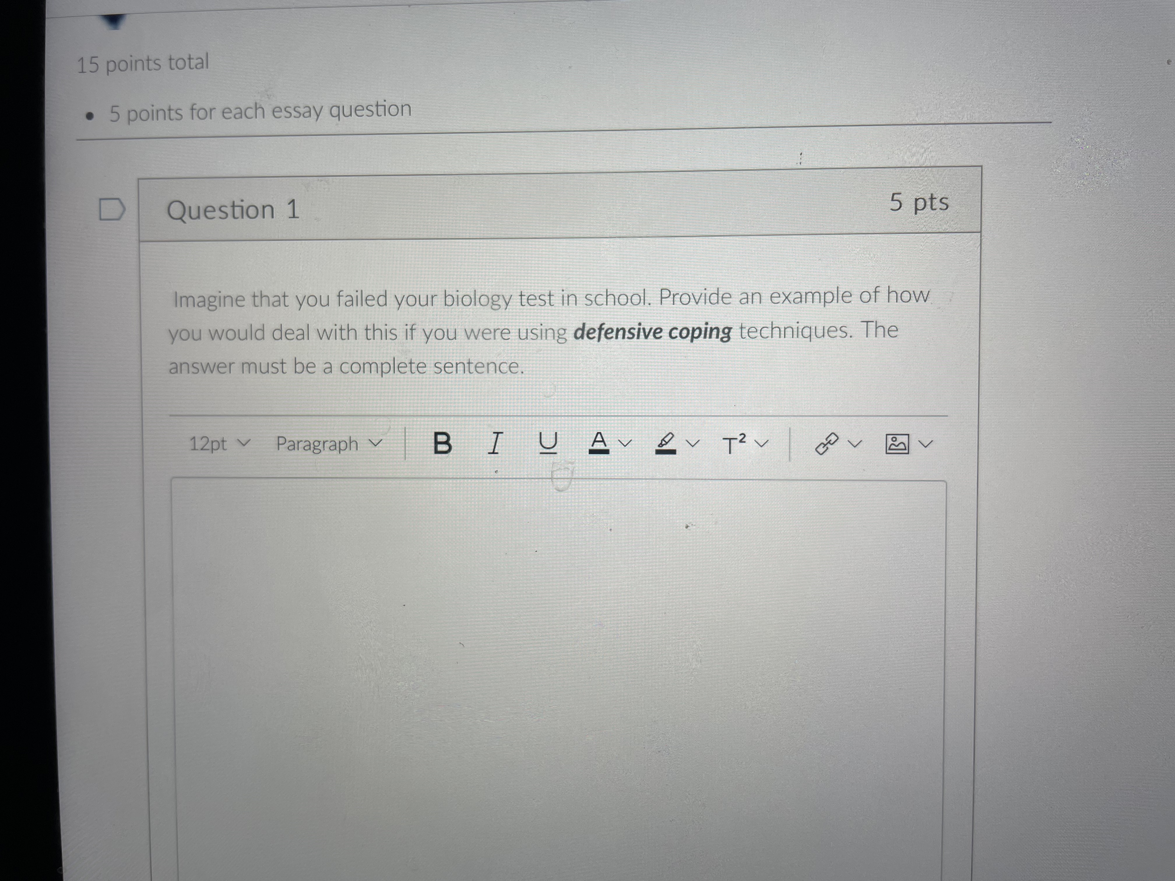 15 points total 5 points for each essay question Question 1 5