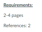 Requirements: 2-4 pages References: 2