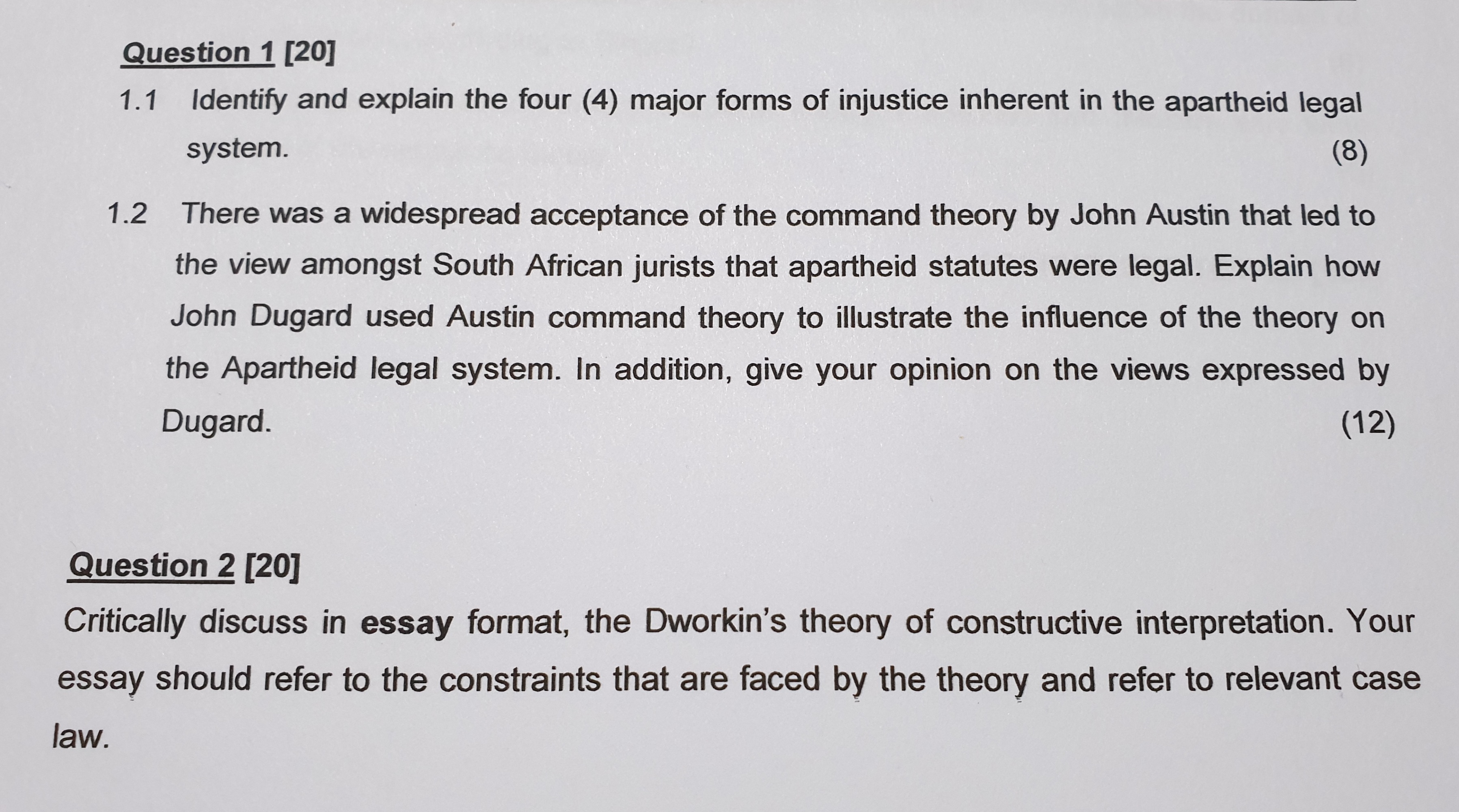 Question 1 [20] 1.1 Identify and explain the four (4) major forms