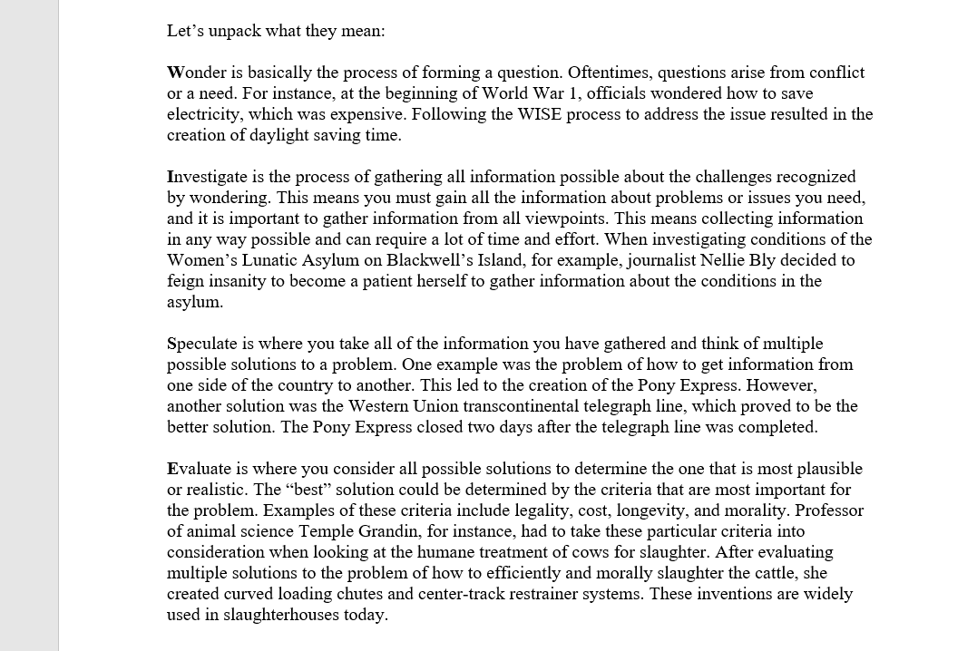 Let's unpack what they mean: Wonder is basically the process of forming