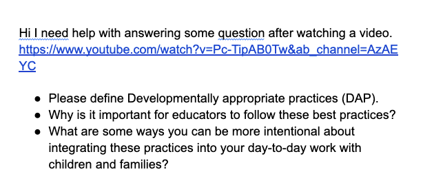 Hi I need help with answering some question after watching a video.