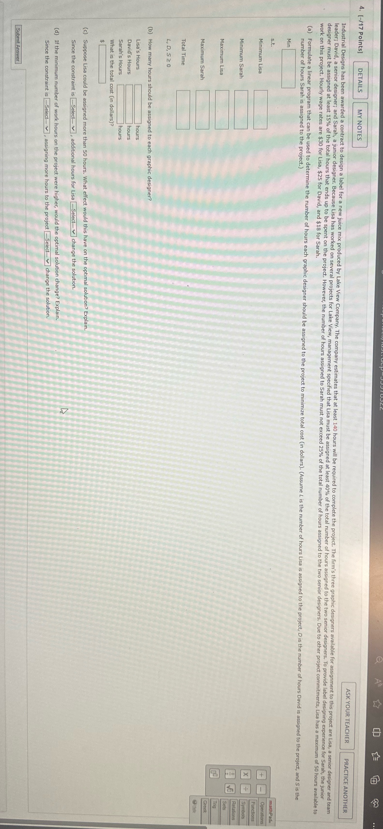 A & 4. [-/17 Points] DETAILS MY NOTES ASK YOUR TEACHER PRACTICE