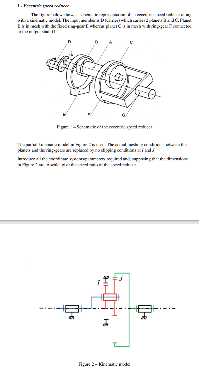1 - Eccentric speed reducer The figure below shows a schematic representation