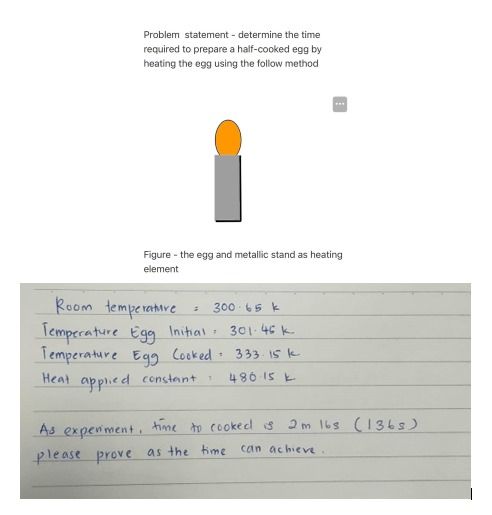 Problem statement - determine the time required to prepare a half-cooked egg