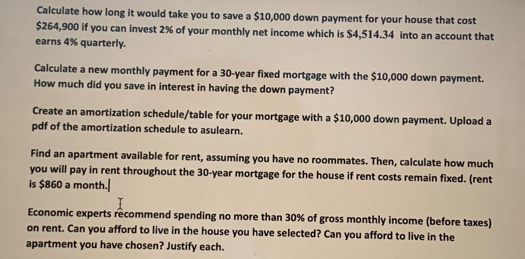 Calculate how long it would take you to save a $10,000 down