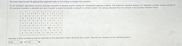 You may need to use the appropriate appendix table or technology to