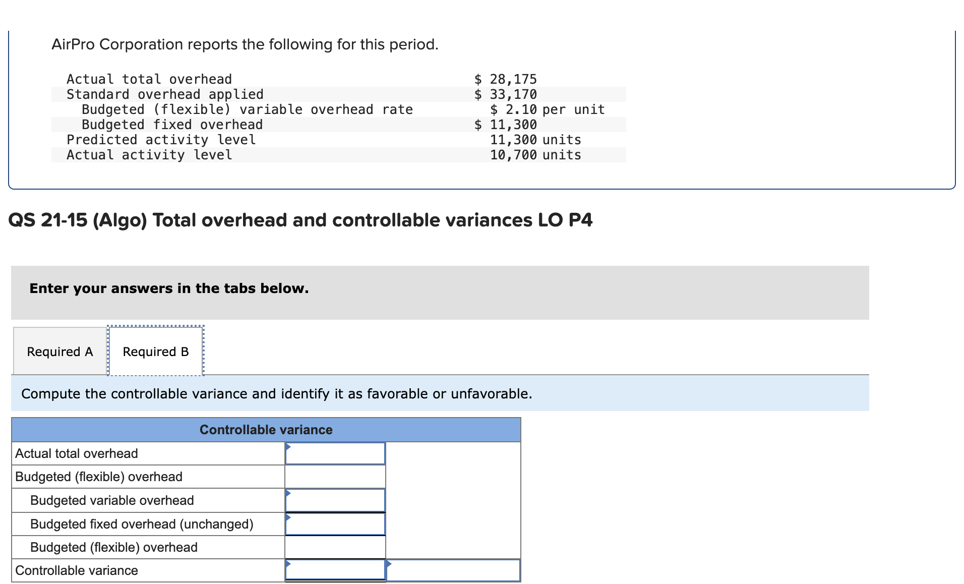 information applies to the questions displayed below.] AirPro Corporation reports the following