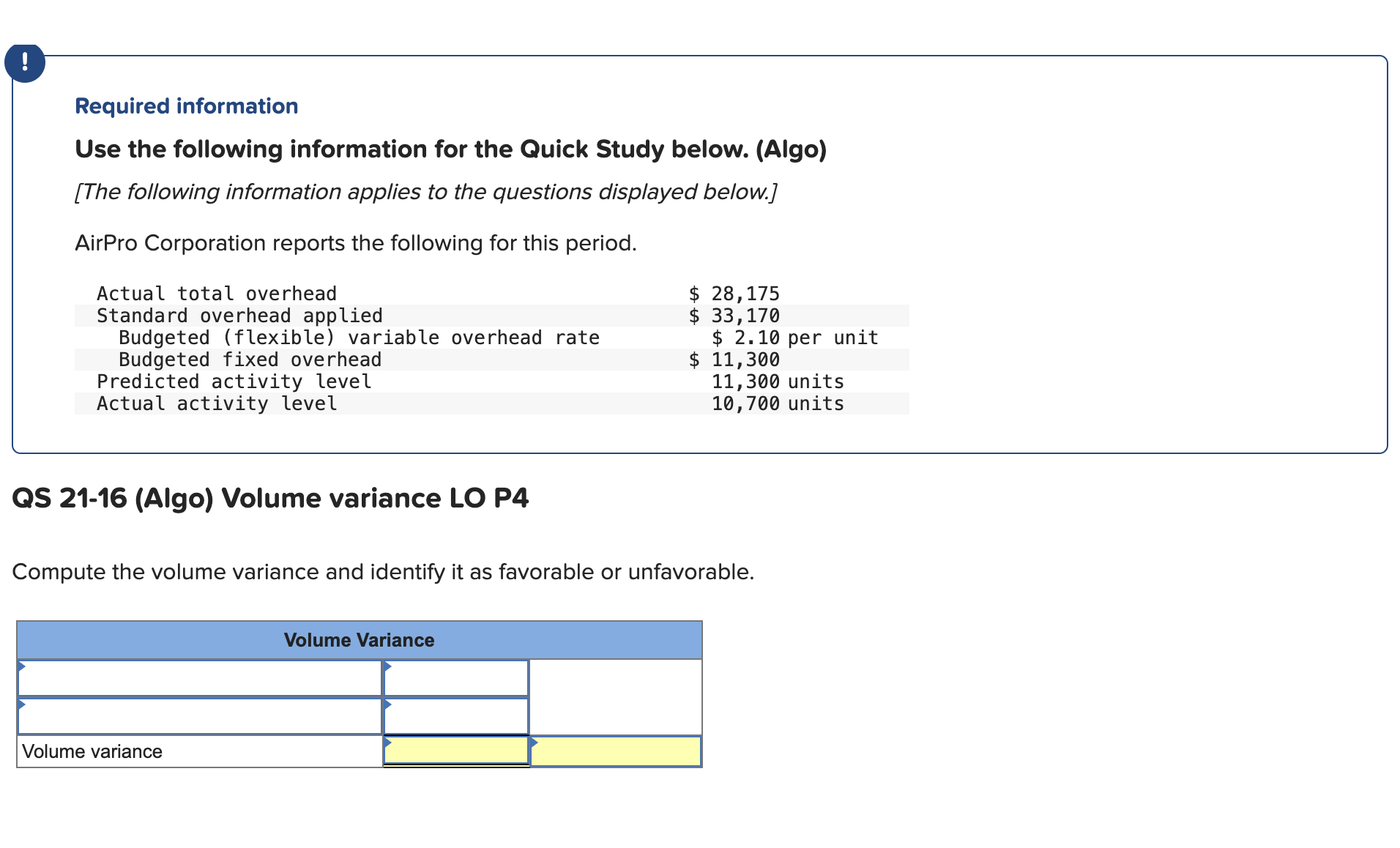 for this period. Actual total overhead Standard overhead applied Budgeted (flexible) variable