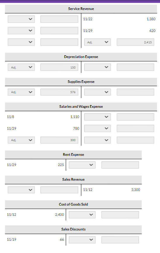 less discounts, from customers billed on sales of $3,300 on November 12.