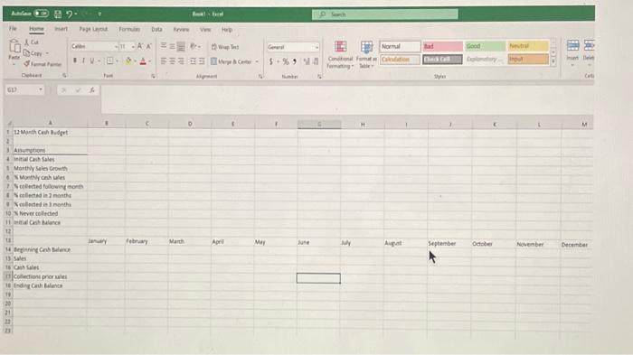 Excel using the following assumptions: Initial sales of 15 million, with forecasted