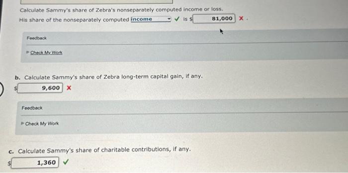 incurred the following items this year. Sammy is a 40% Zebra shareholder