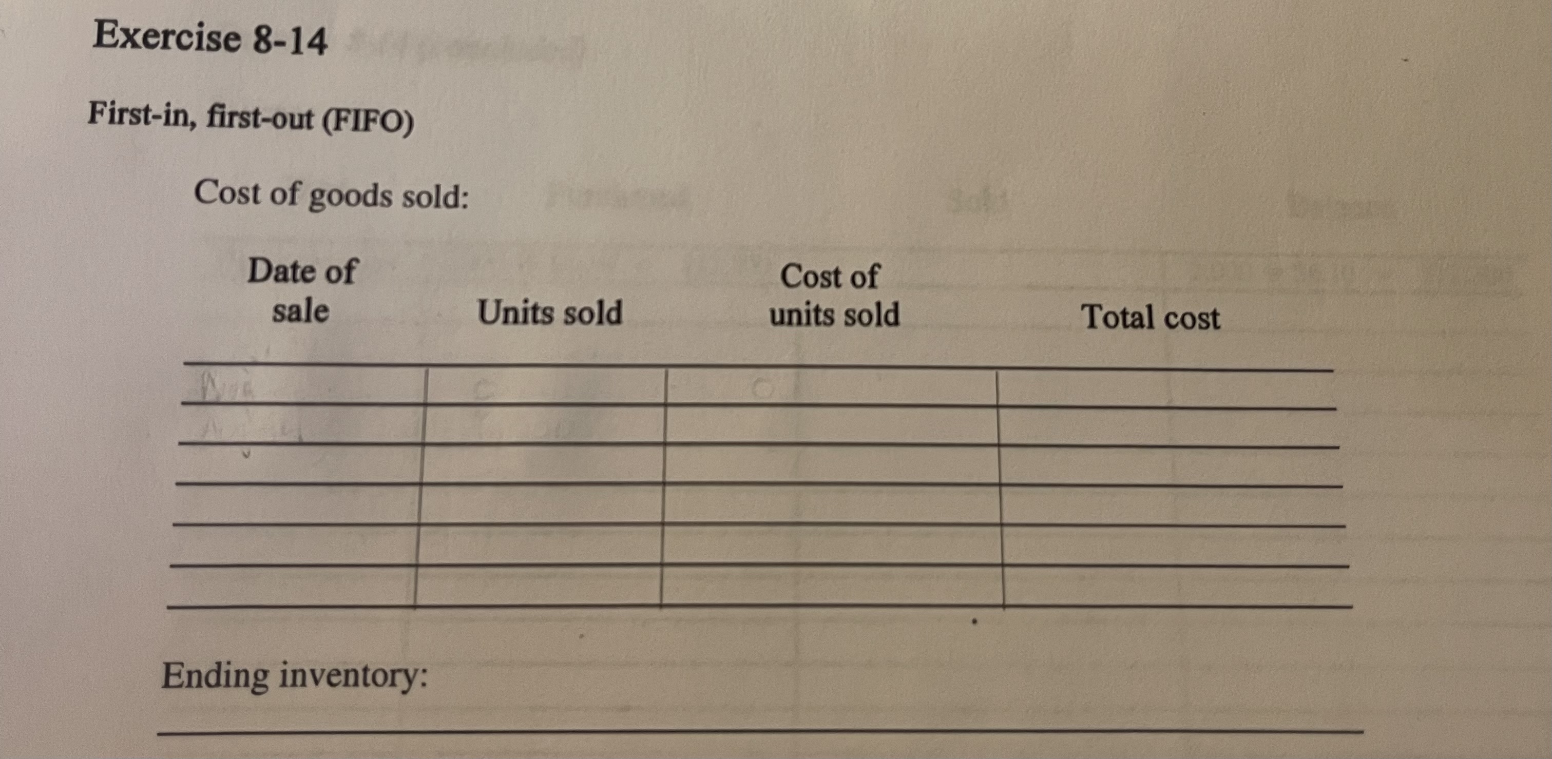 a variation of E 8-13 modified to focus on the perpetual inventory
