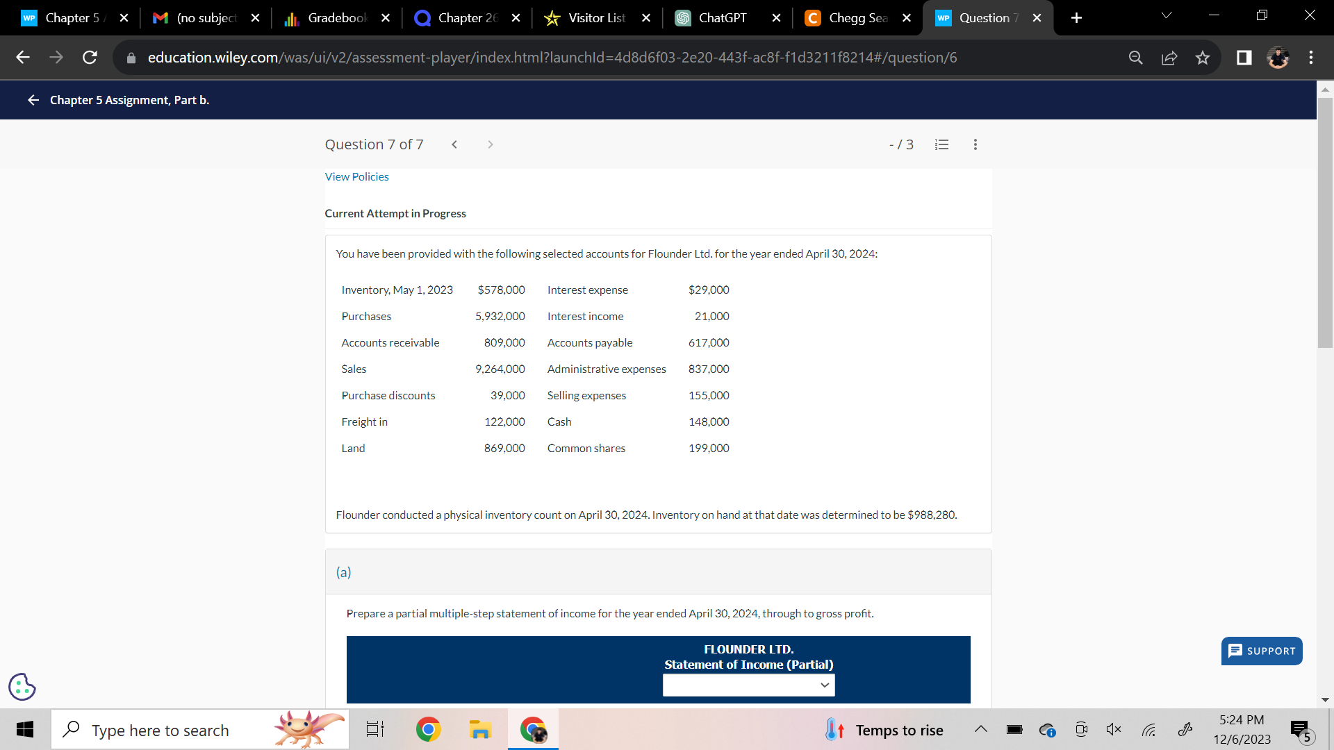 -/3 WP Chapter 5 M (no subject X Gradebook Chapter 26 Visitor
