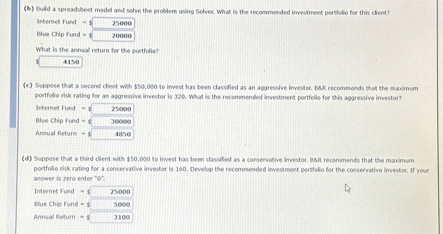(b) Build a spreadsheet model and solve the problem using Solver. What
