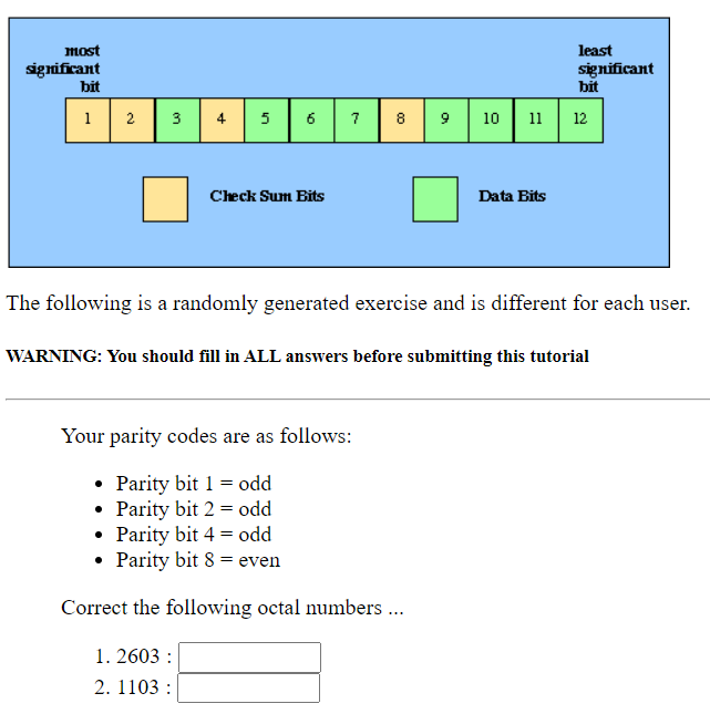 most significant bit 1 2 3 ++ 4 5 60 Check Sum