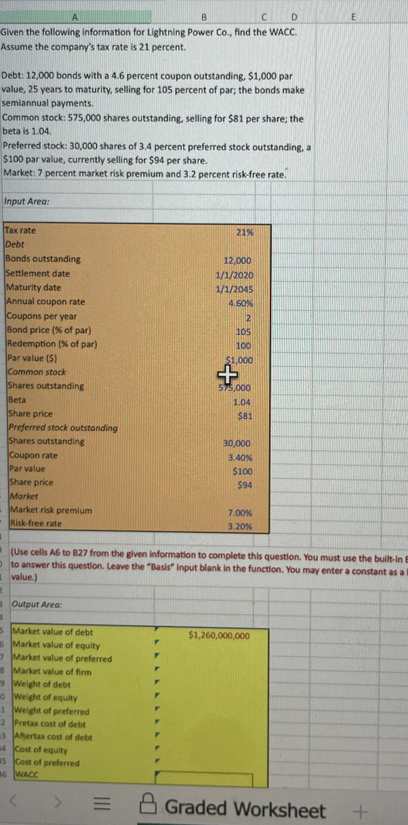 A B C D Given the following information for Lightning Power Co.,