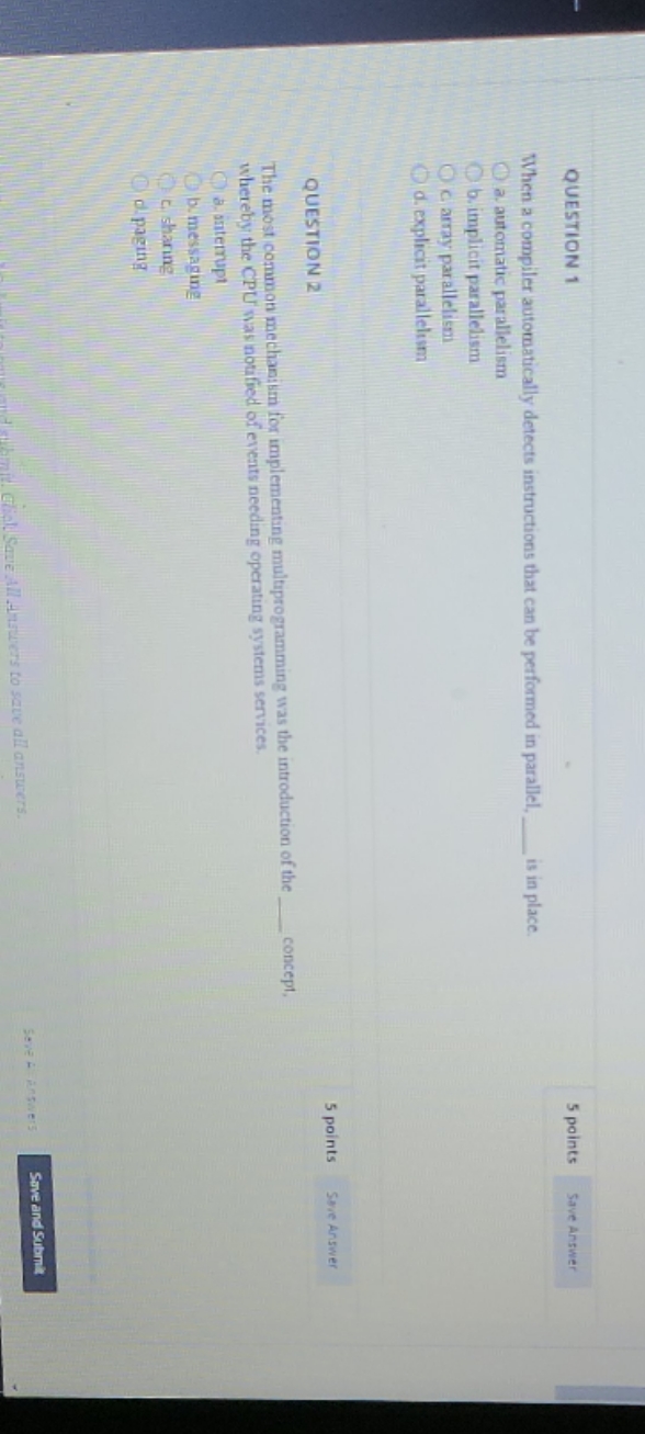 QUESTION 1 When a compiler automatically detects instructions that can be performed