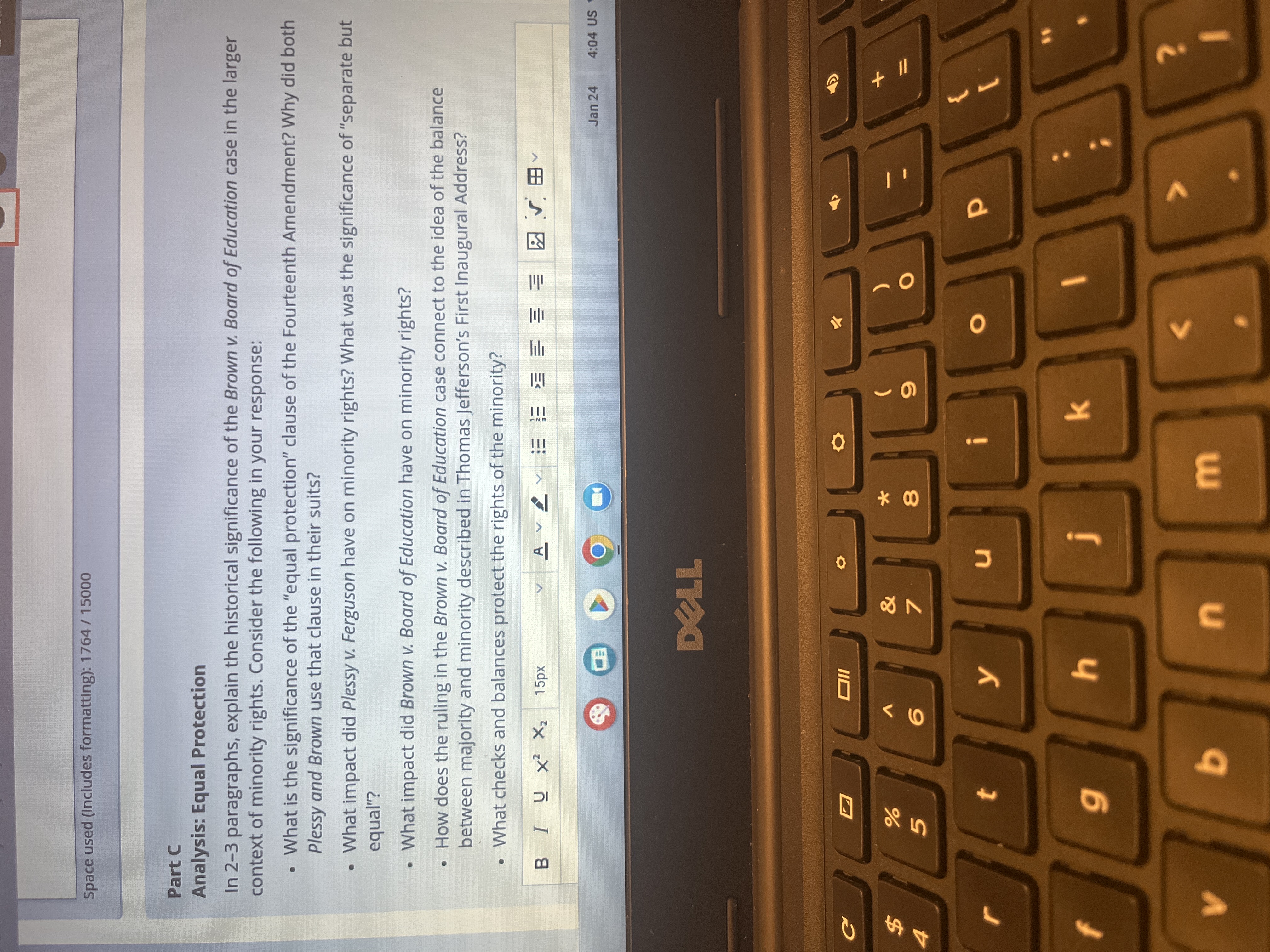 Space used (Includes formatting): 1764 / 15000 Part C Analysis: Equal Protection