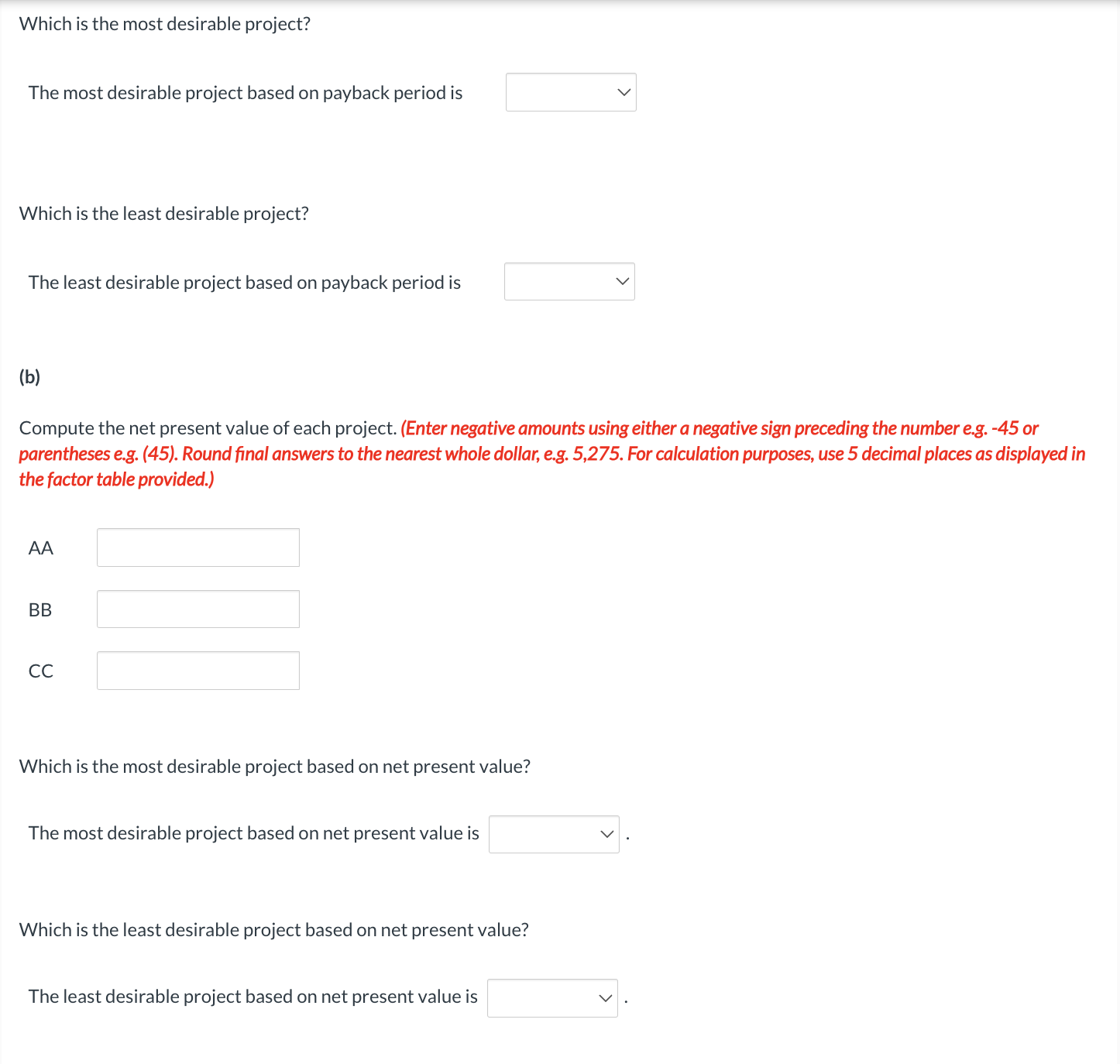 equipment investment of $25,080. Each project will last for 3 years and