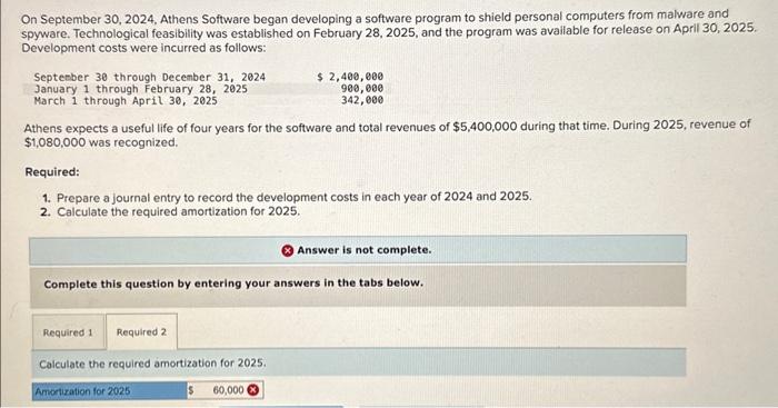 On September 30, 2024, Athens Software began developing a software program to