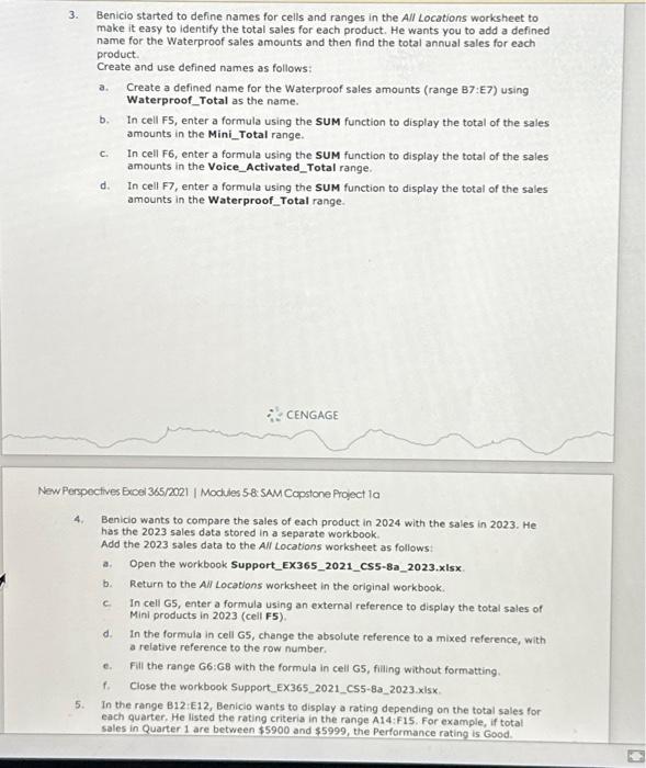 3. Benicio started to define names for cells and ranges in the