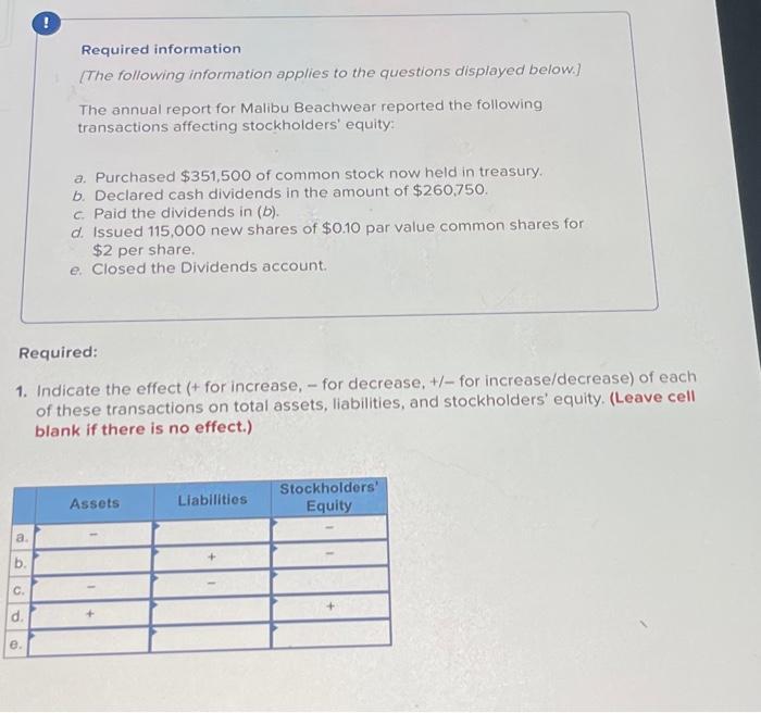 ! Required information [The following information applies to the questions displayed below.]
