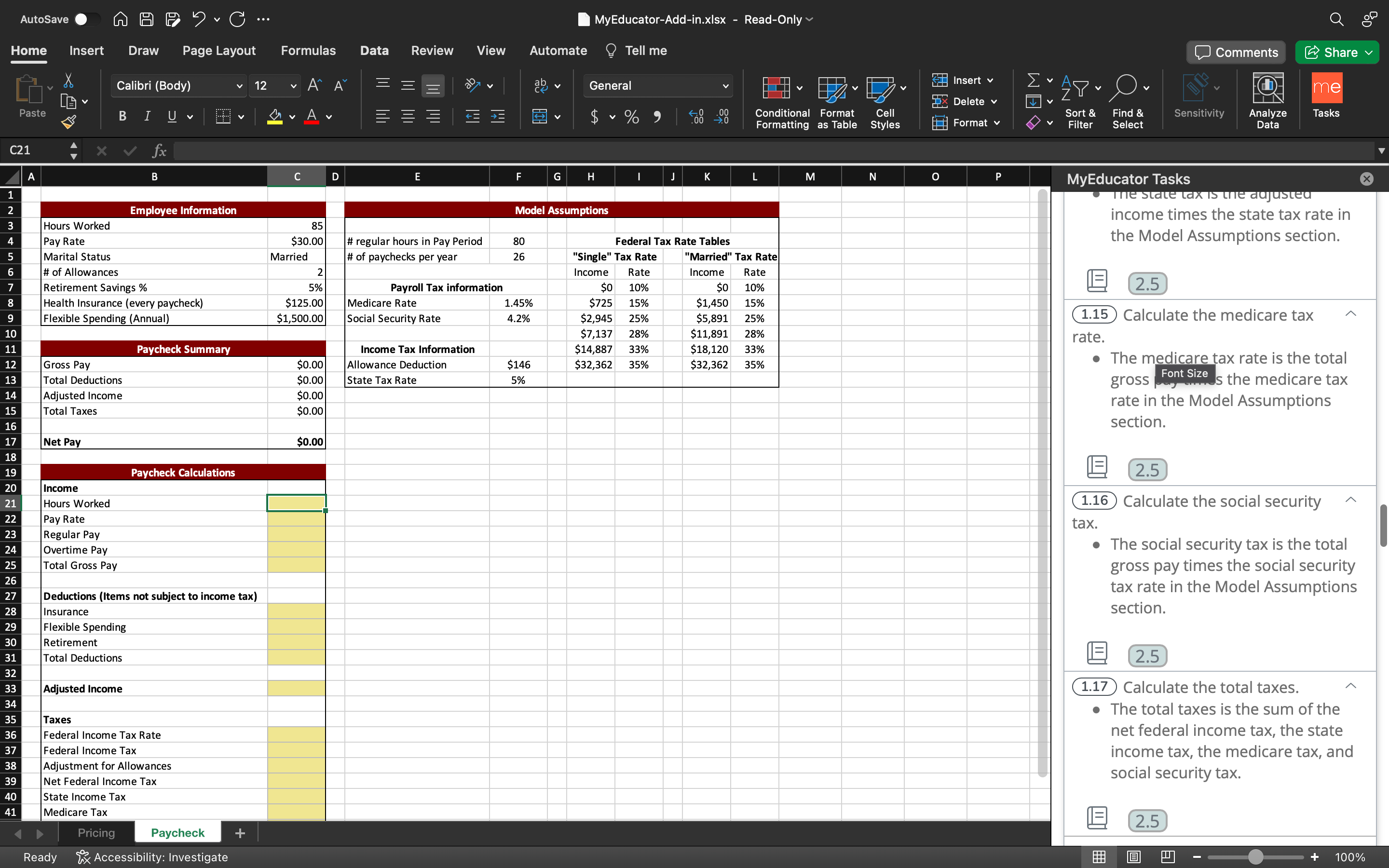 AutoSave C Home Insert Draw Page Layout Formulas G X Calibri (Body)
