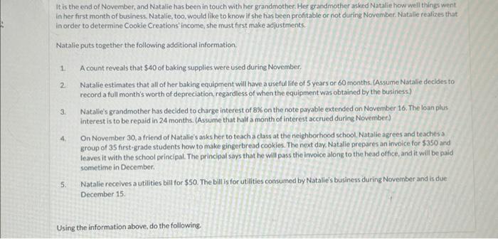 getting the business running. In November 2021, the following activities take place.