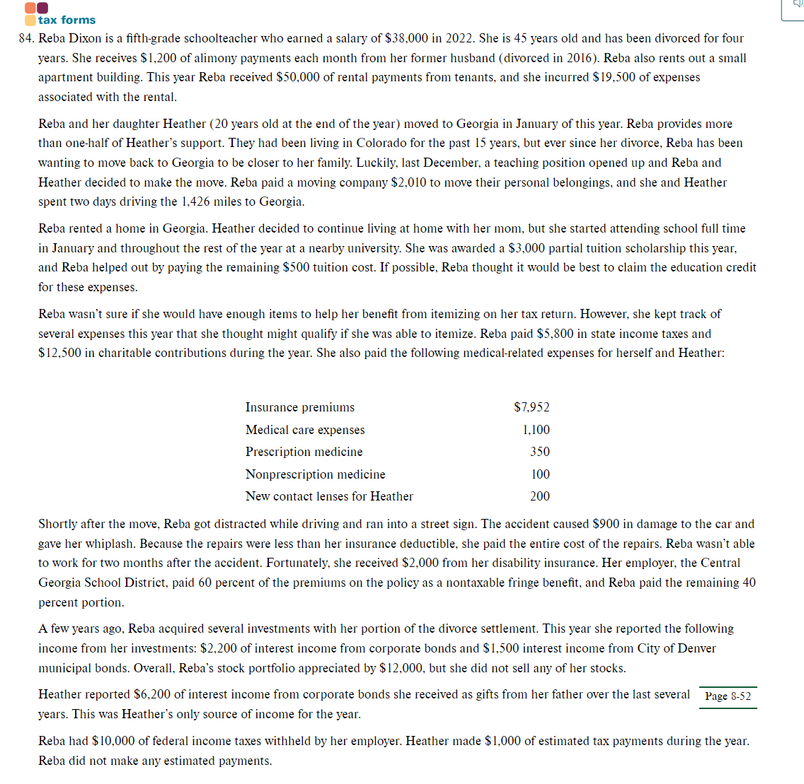 must be used to complete the tax return: Reba Dixon's address 19010