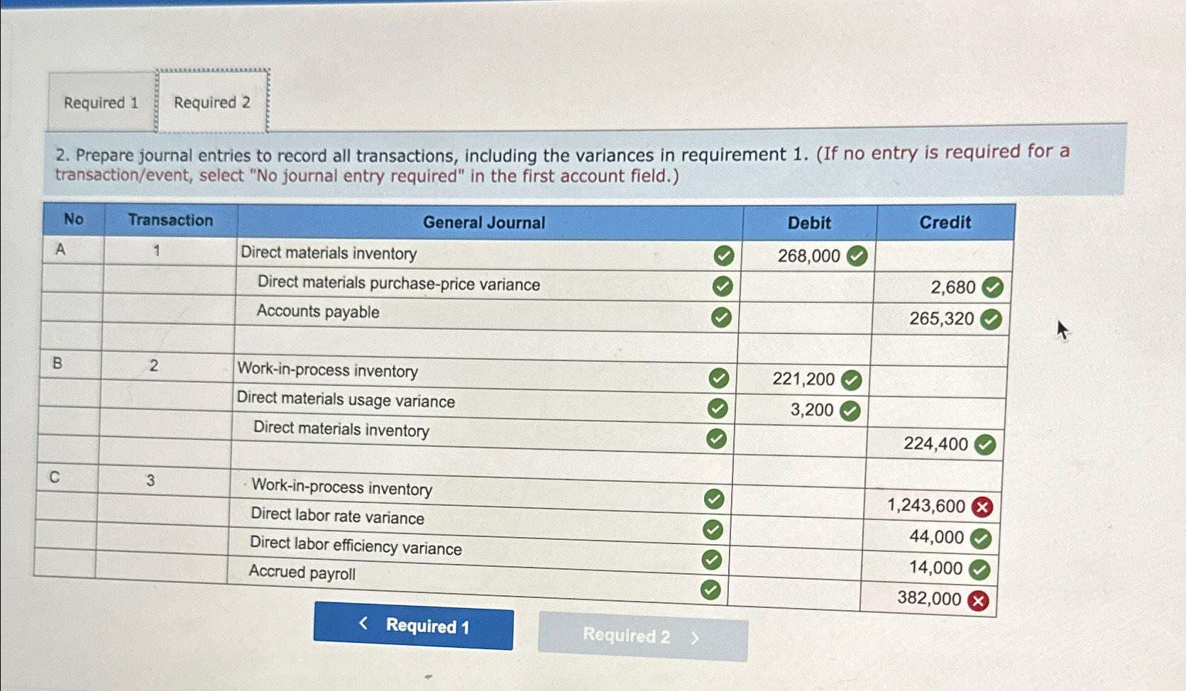 Required 1 Required 2 2. Prepare journal entries to record all transactions,