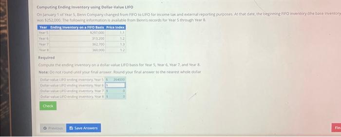 Computing Ending Inventory using Dollar-Value LIFO On January 1 of Year 5,