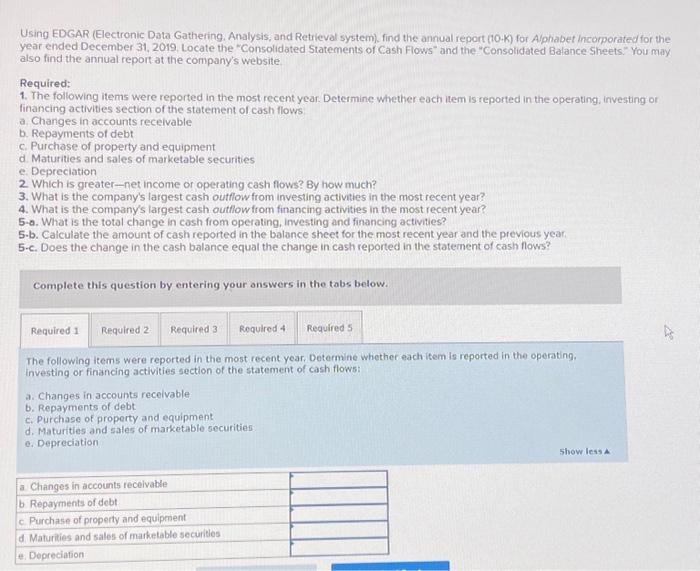Using EDGAR (Electronic Data Gathering. Analysis, and Retrieval system), find the annual