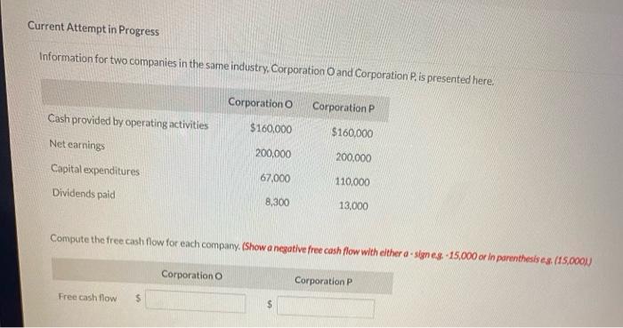 Current Attempt in Progress Information for two companies in the same industry,