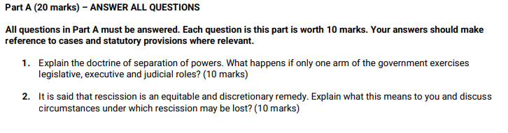 Part A (20 marks) - ANSWER ALL QUESTIONS All questions in Part
