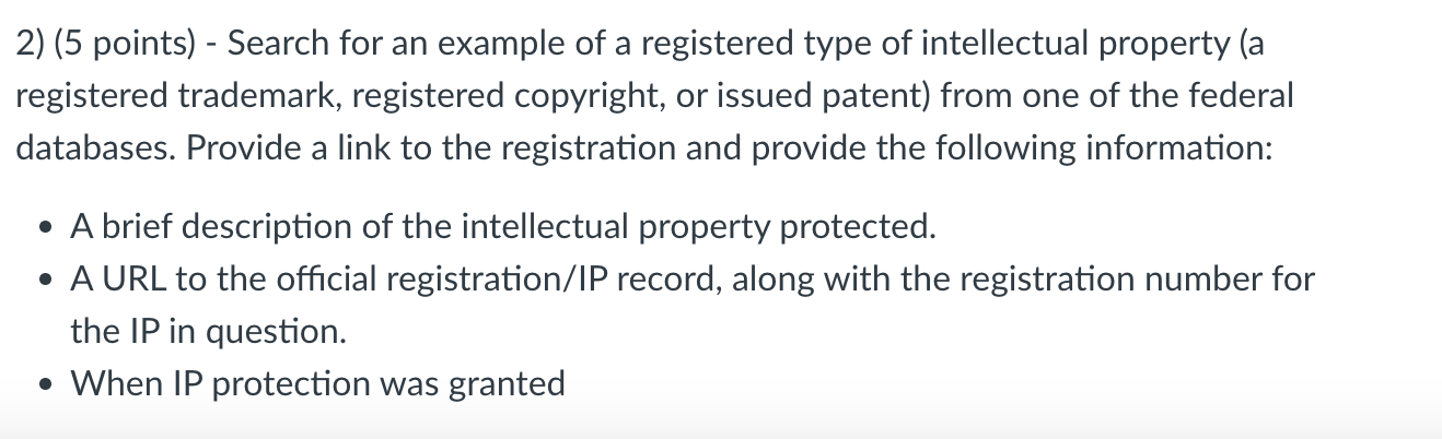 2) (5 points) - Search for an example of a registered type