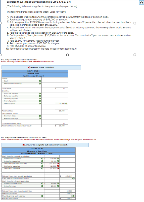 Exercise 9-8A (Algo) Current liabilities LO 9-1, 9-2, 9-4 [The following information