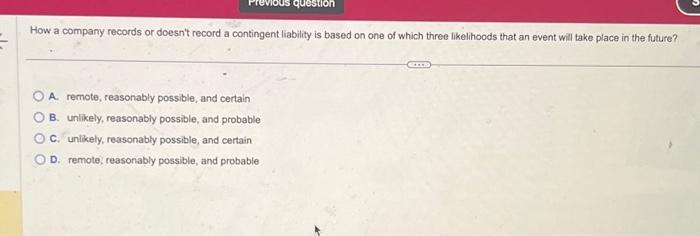 on one of which three likelihoods that an event will take place