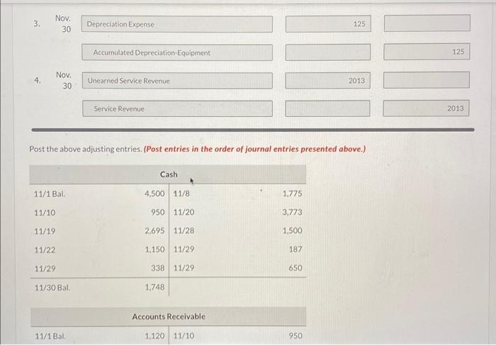 at $800. 2. Accrued salaries payable are $250. 3. Depreciation for the