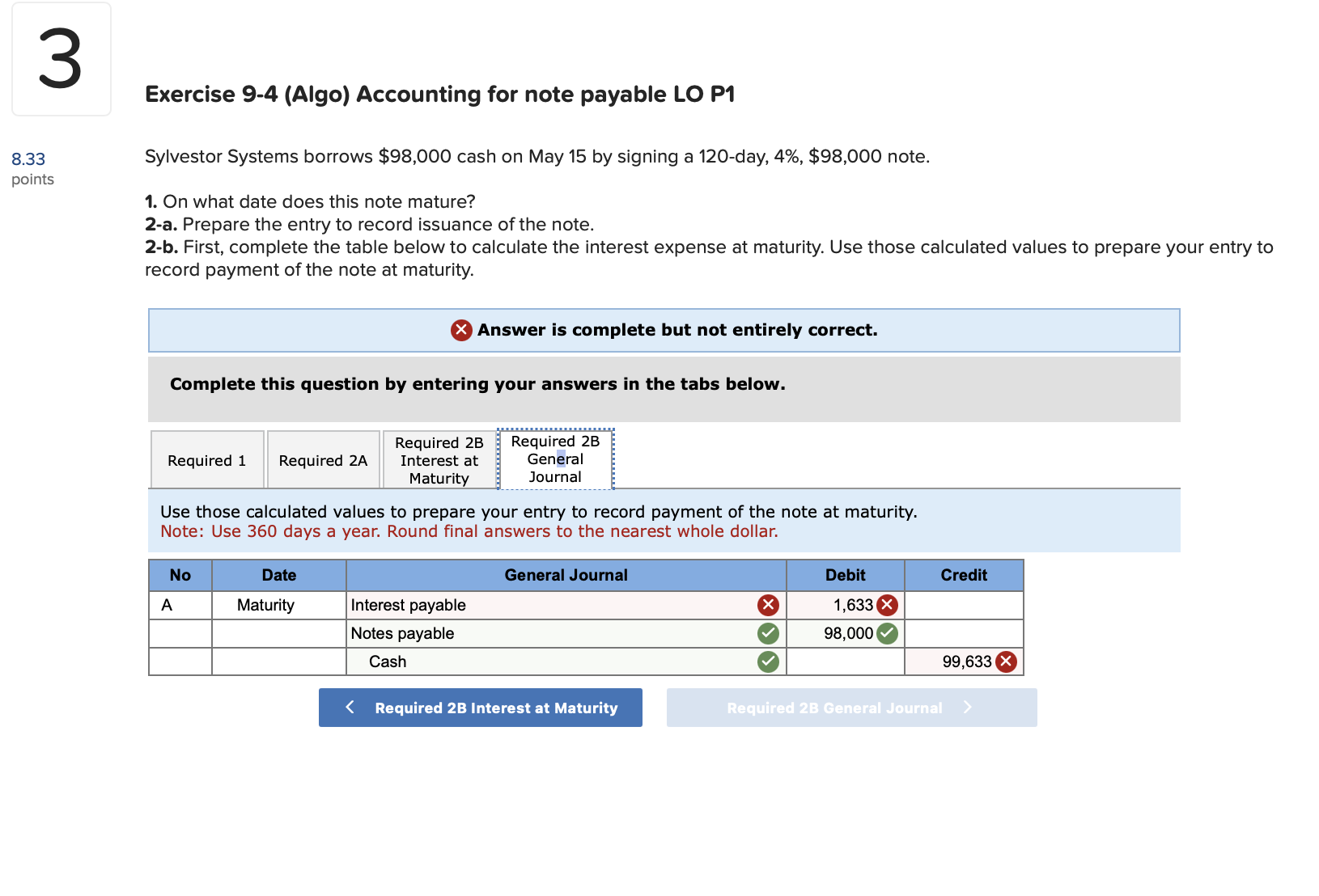 Sylvestor Systems borrows $98,000 cash on May 15 by signing a 120-day,