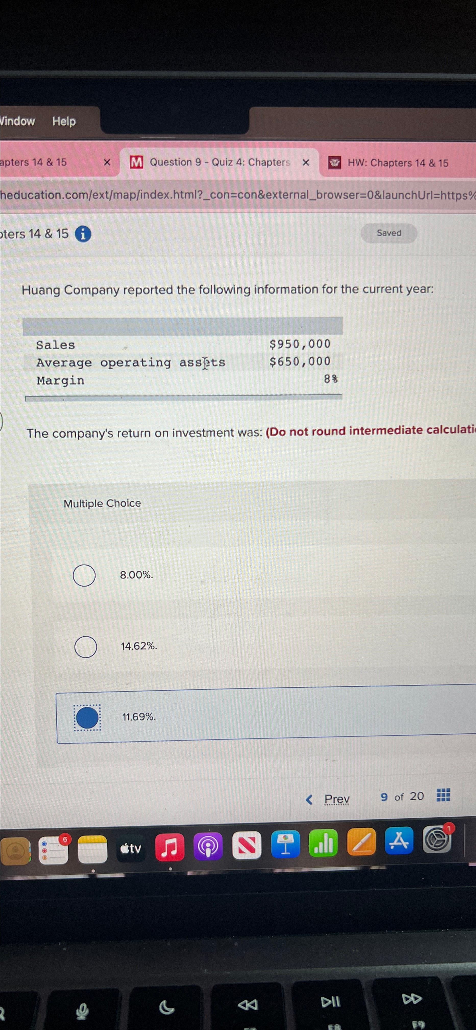 Vindow Help apters 14 & 15 M Question 9 - Quiz 4:
