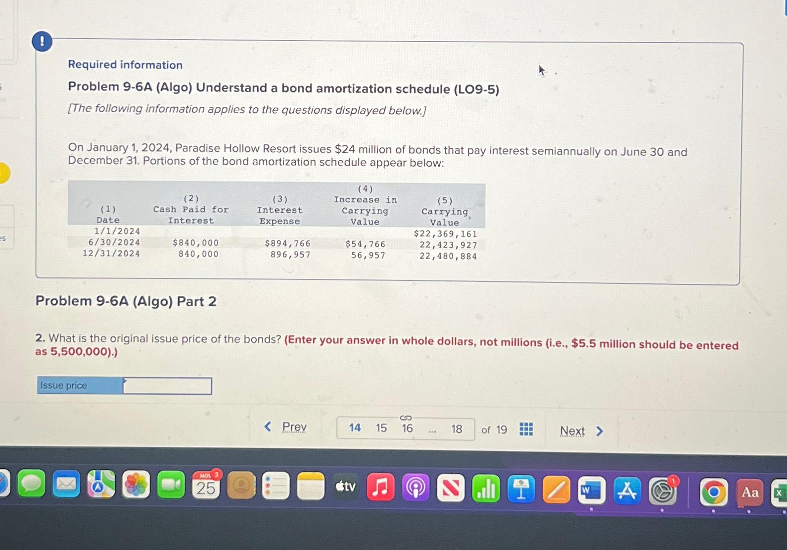 ! Required information Problem 9-6A (Algo) Understand a bond amortization schedule (LO9-5)