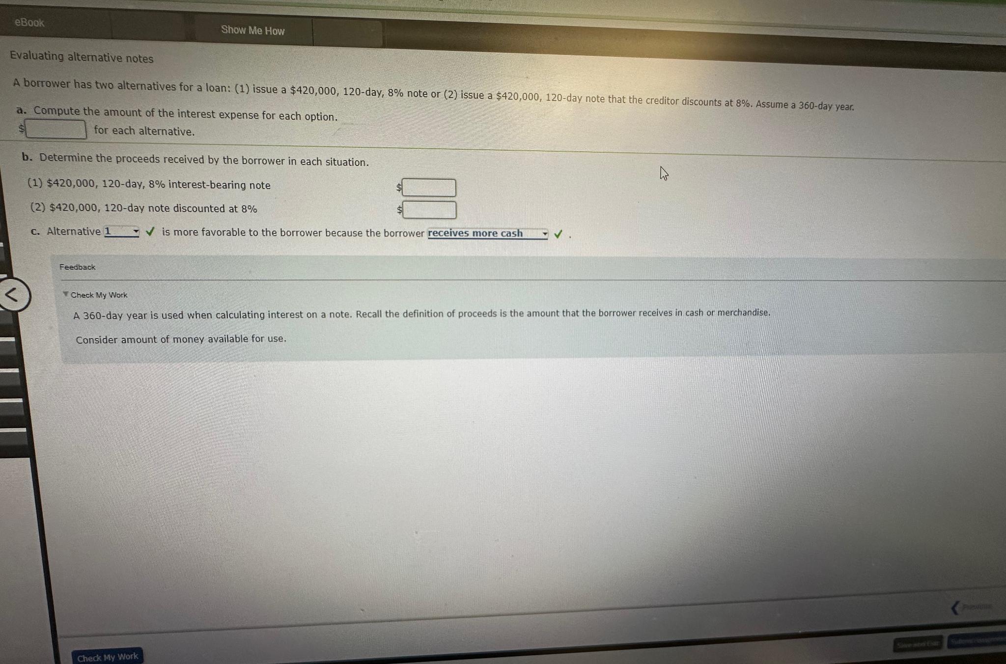 eBook Show Me How Evaluating alternative notes A borrower has two alternatives