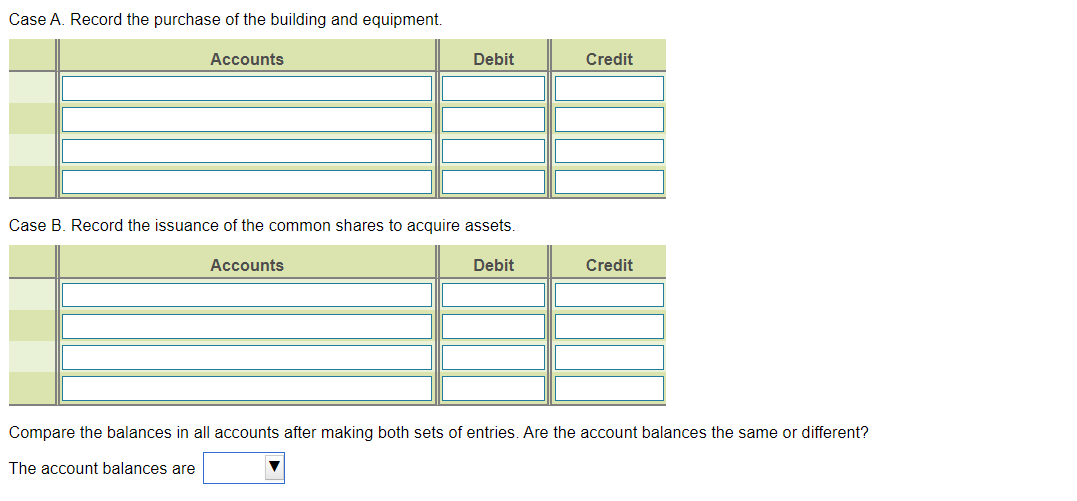 Compare the balances in all the accounts after making both sets of