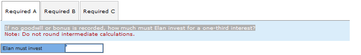 Required A Required B Required C If no goodwill or bonus is