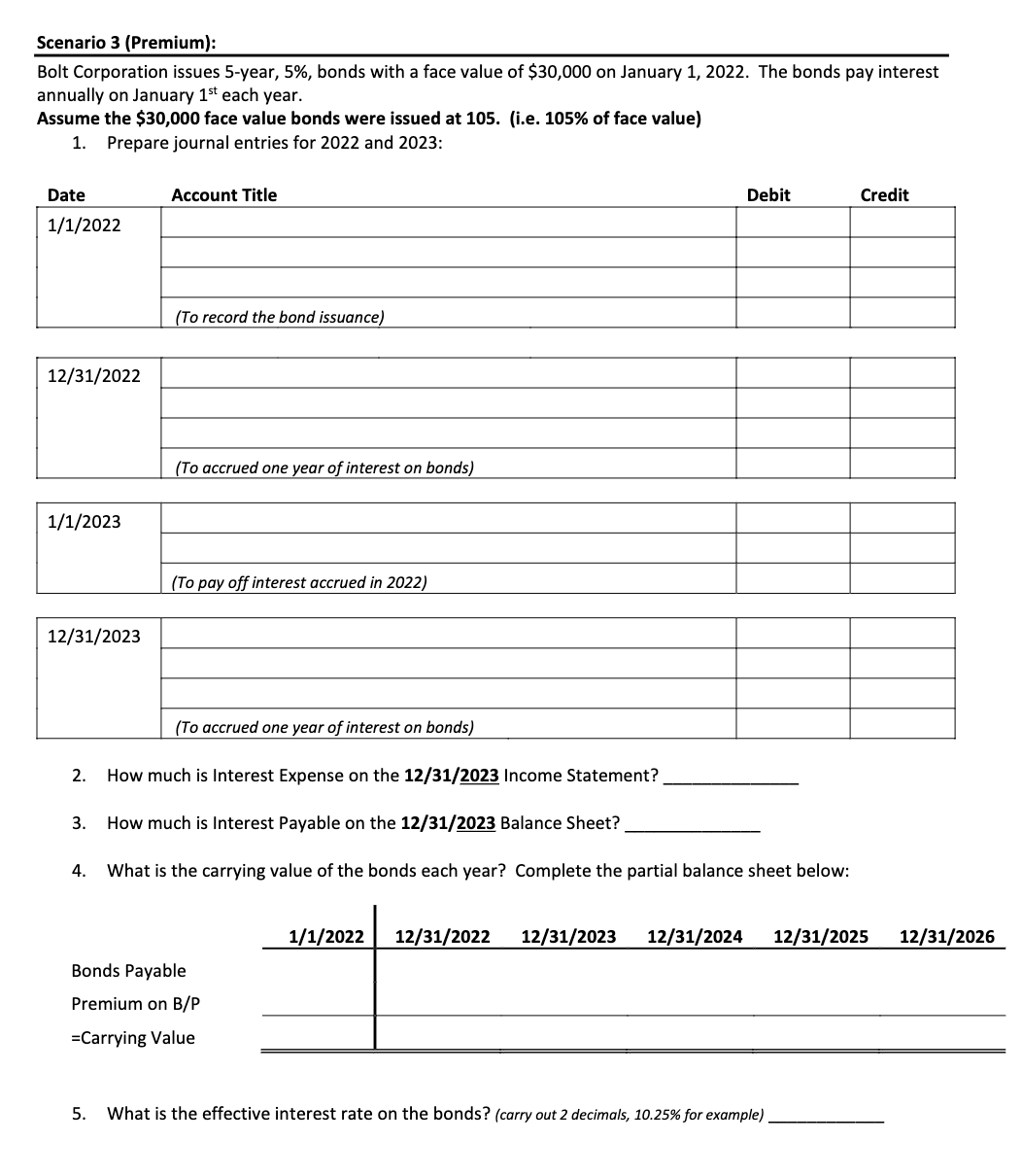 each year. Instructions: Prepare journal entries and answer the related questions assuming