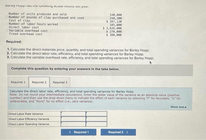 cost information follows: Direct materials (clay) Direct labor Variable manufacturing overhead (based