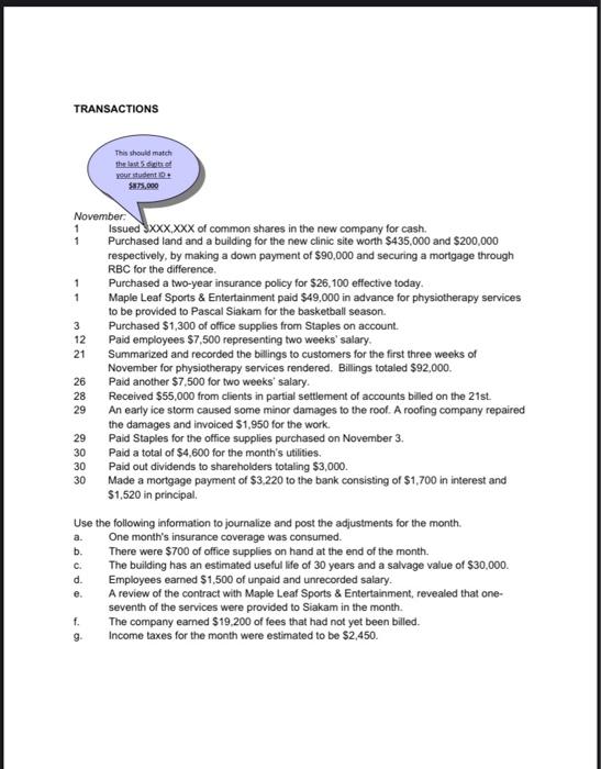 TRANSACTIONS This should match the last 5 digits of your student $875,000