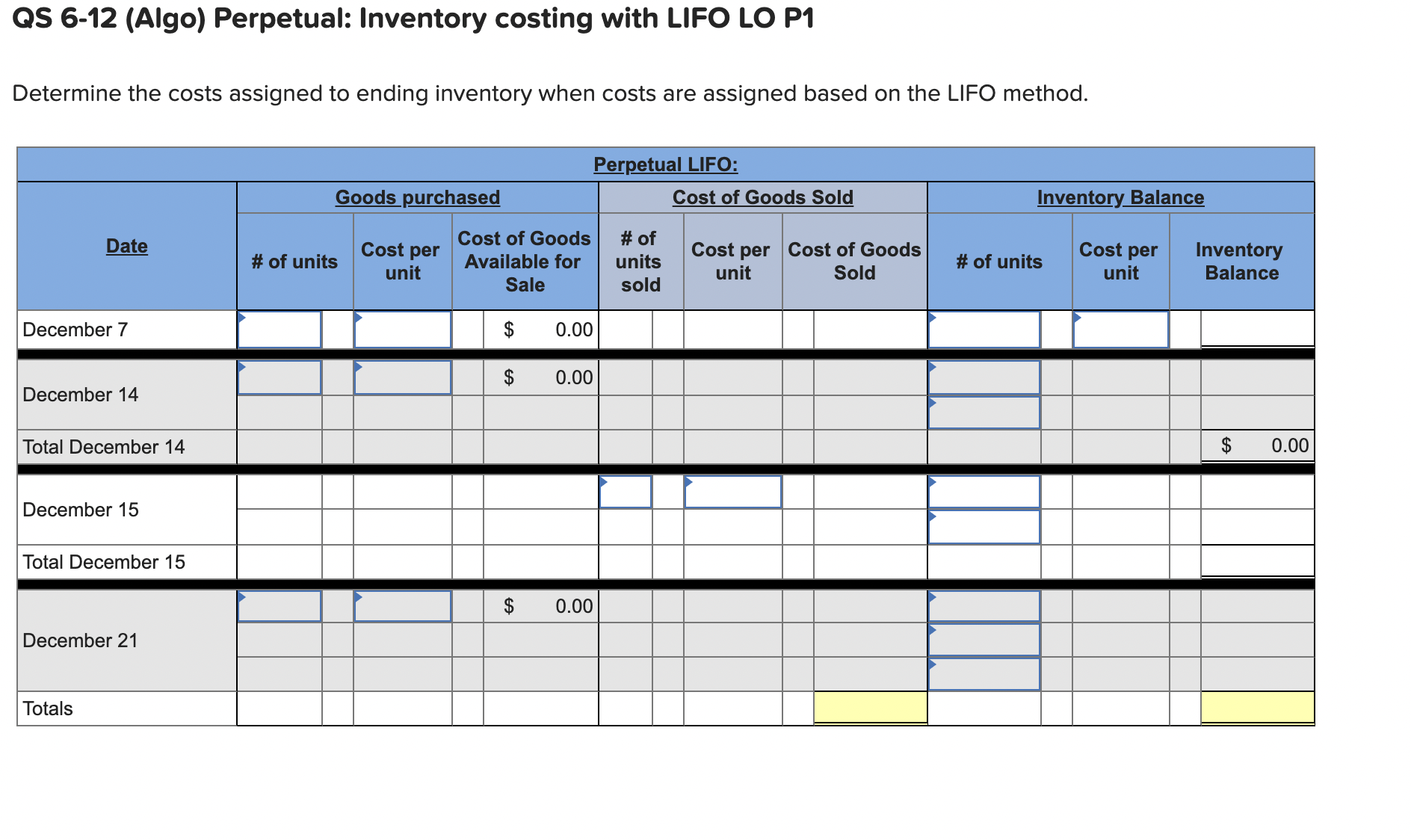 (Algo) (11-14) [The following information applies to the questions displayed below.] Trey