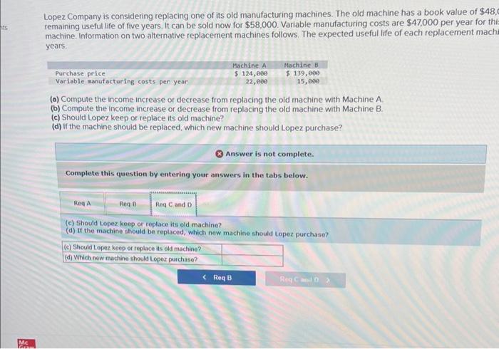 book value of $48,000 and a remaining useful life of five years.