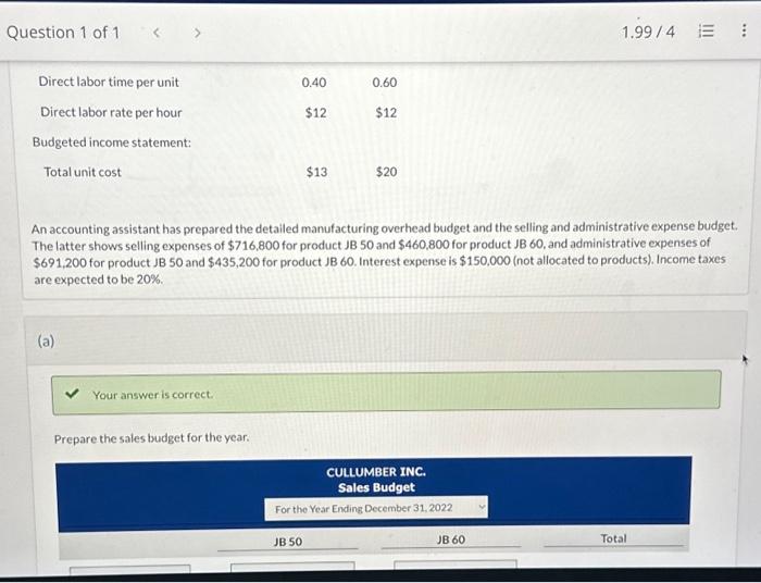the year ending December 31, 2022. Accounting assistants furnish the following. Product